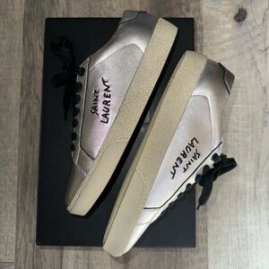 Brand New Saint Laurent Paris Silver Sneaker